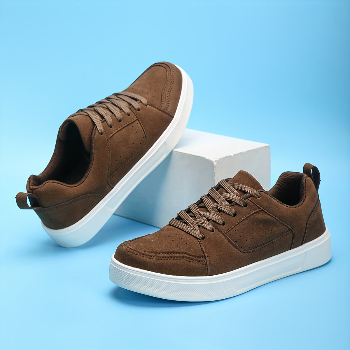 Women's Chunky Platform Sneakers Brown White Non-Slip Casual All-Season