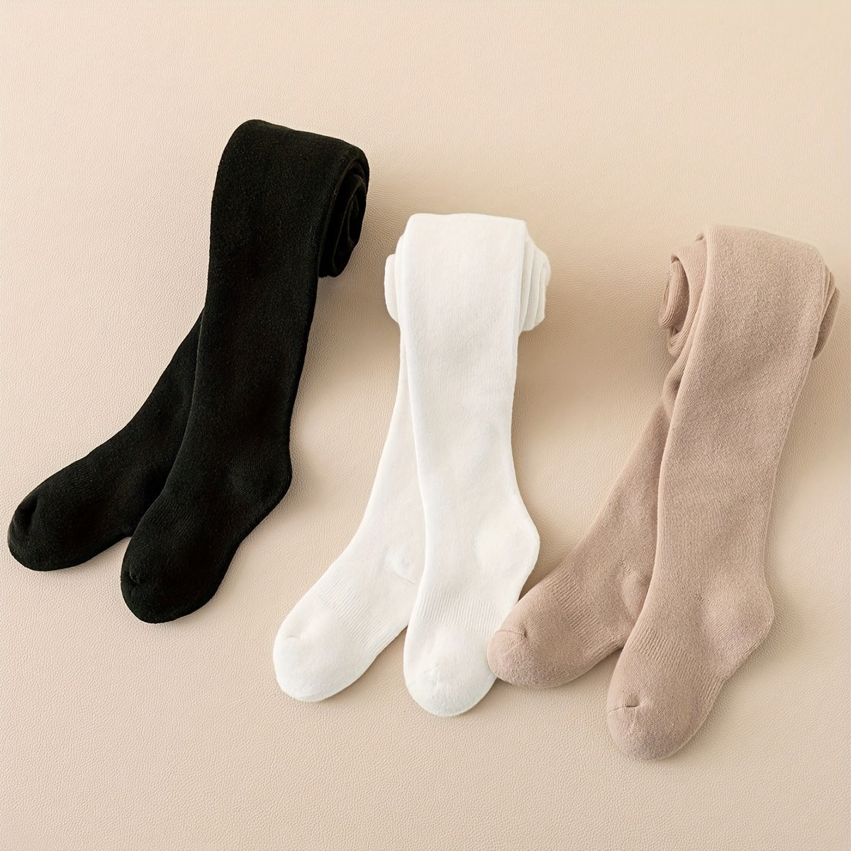 Bahor va kuz modasi uchun 3 juft qizlar uchun mustahkam to'qilgan paypoqlar.