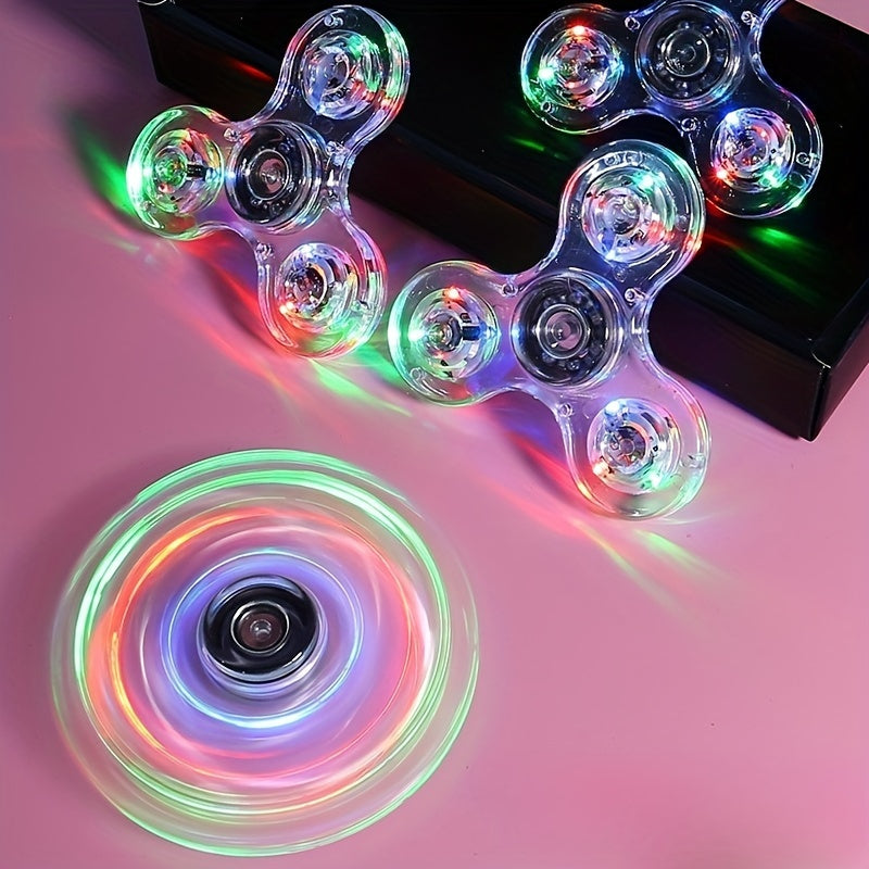 Transparent LED Light-Up Fidget Spinner for Stress Relief and Fun for All Ages