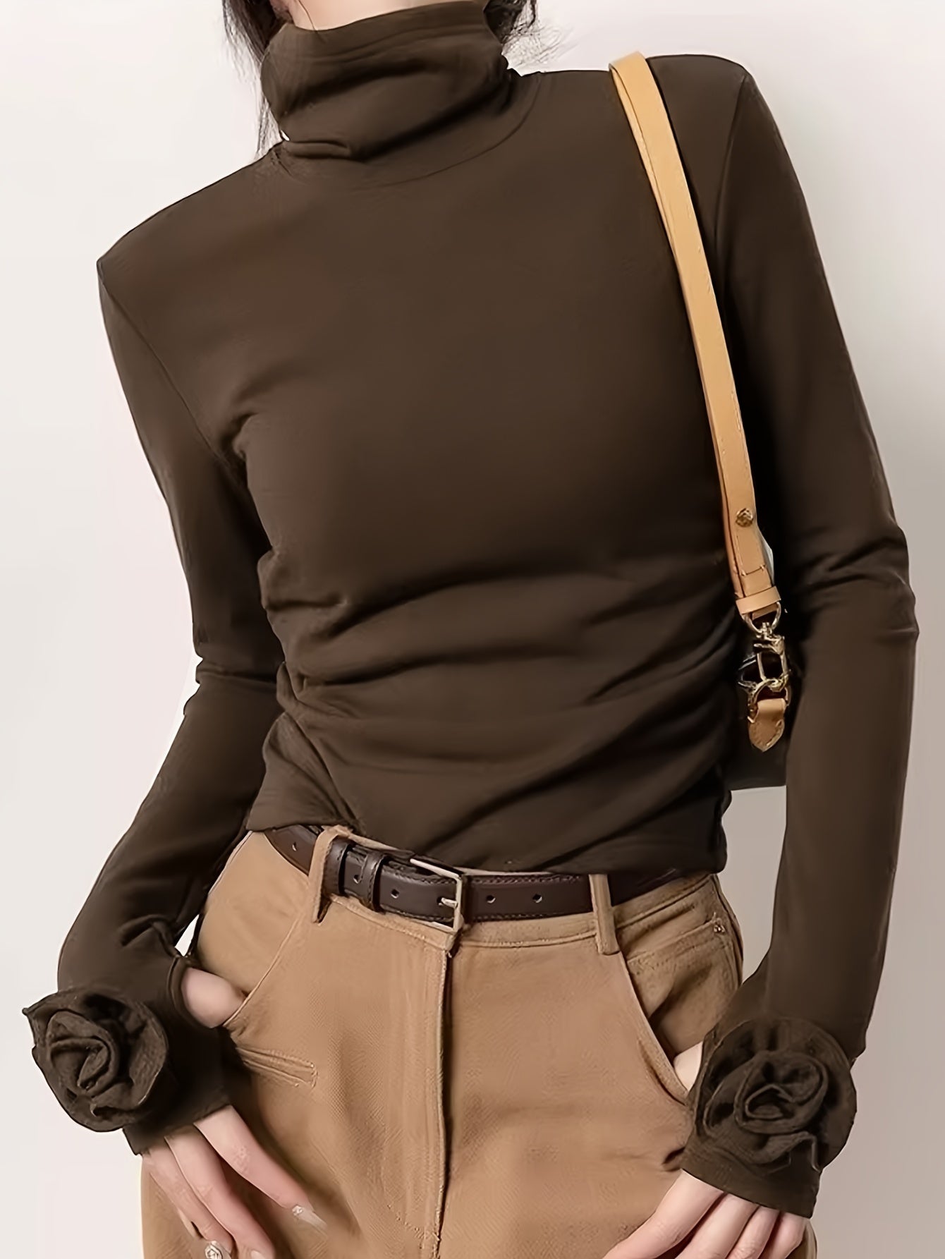 Women's Floral 3D Long Sleeve T-Shirt Solid Color Spring Fall Fashion