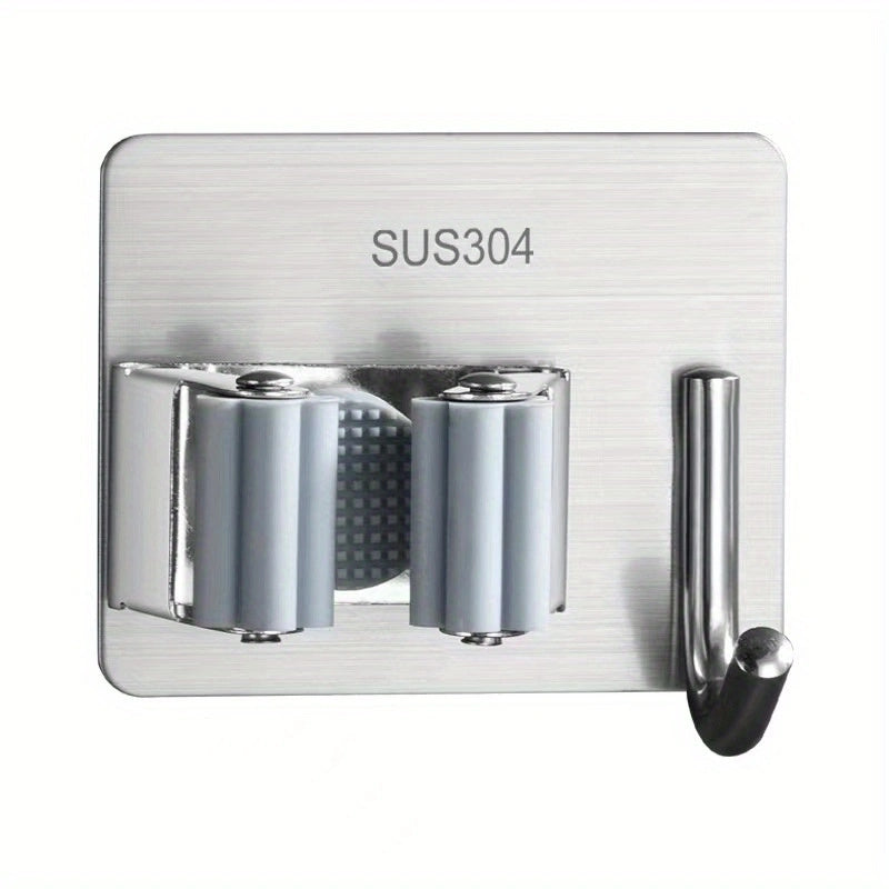 Ushbu burgusiz zanglamaydigan po'latdan yasalgan mopa va supurgi ushlagich bilan oshxonangizni yaxshilang - devorga o'rnatiladigan saqlash tokchasi