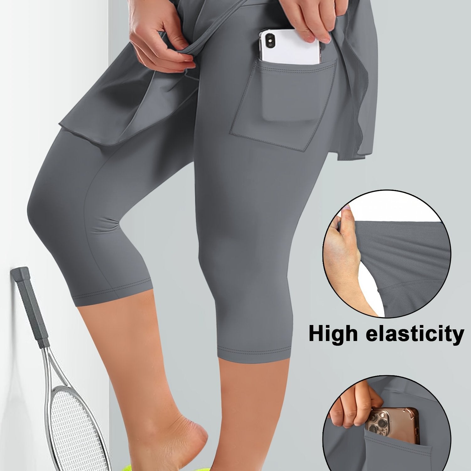 Women's High-Waisted Culottes With Pockets Soft Elastic Comfortable