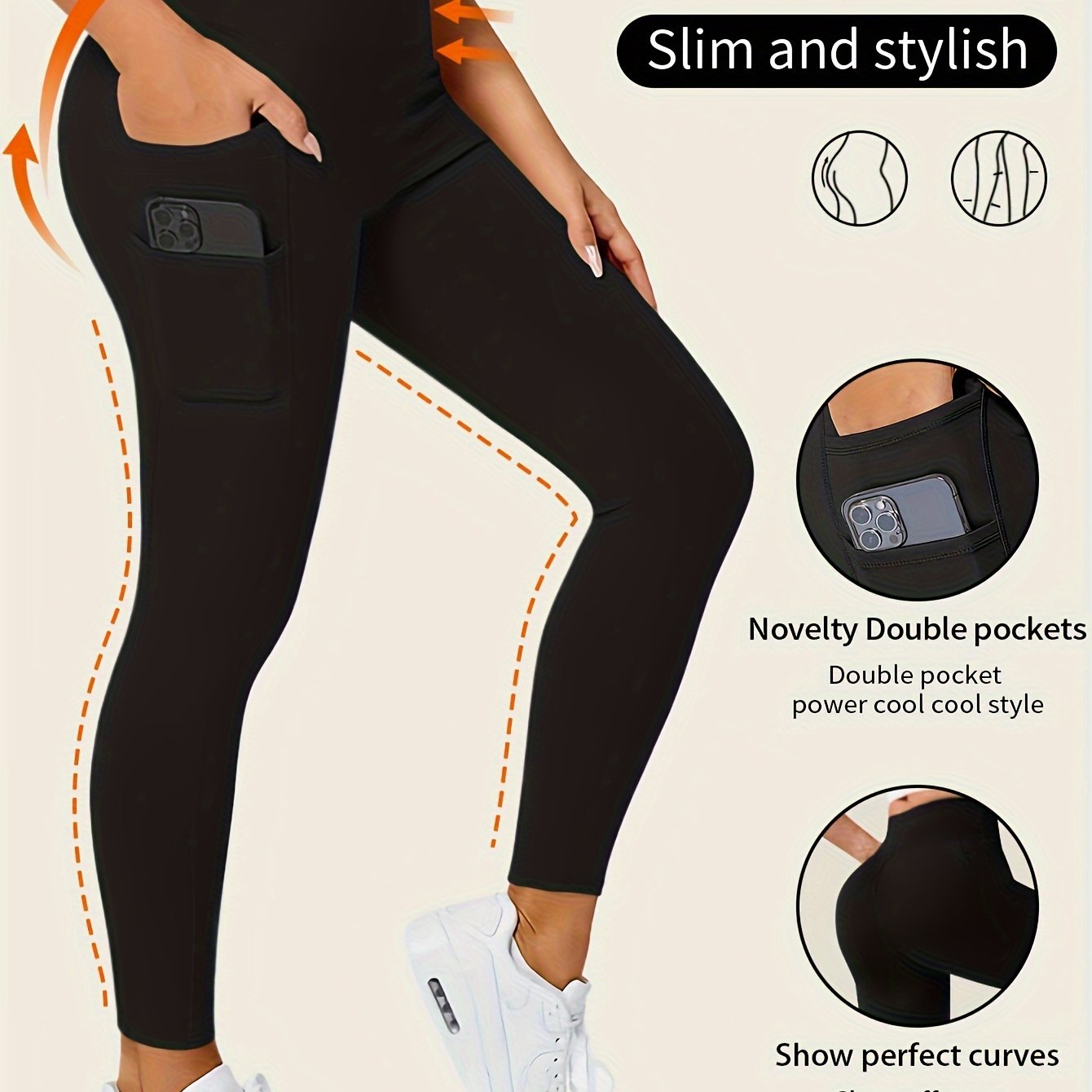 Leggings elásticos de cintura alta con bolsillos para adultos