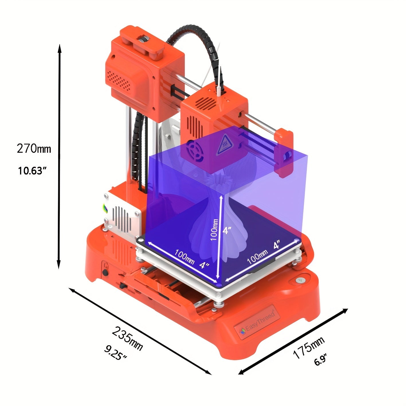 Mini 3D Printer 100x100x100mm Fast Heating Low Noise Beginner Friendly with Free PLA