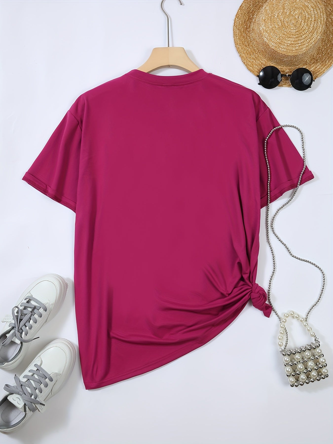 Plus Size Women's Casual Sport T-Shirt Blue Short Sleeve Personalized Workout Uniforms