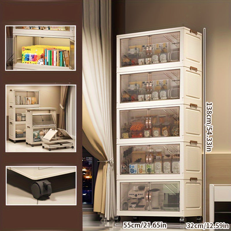 Cajas de almacenamiento de plástico impermeables con tapas y puertas, incluye estante para zapatos plegable