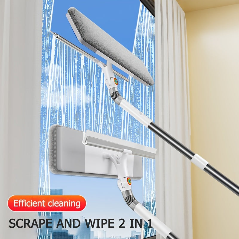 2-in-1 Extendable Window Squeegee with Scraper Stainless Steel Plastic