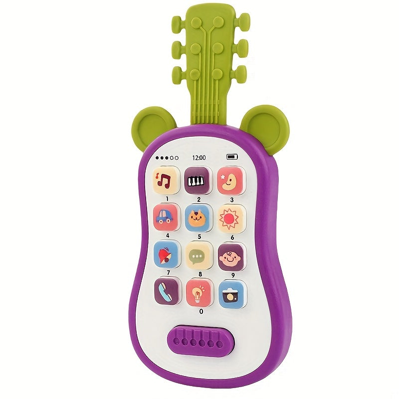 Kids Guitar Toy with Lights Music Safe Voltage Battery Operated in Blue Pink Purple