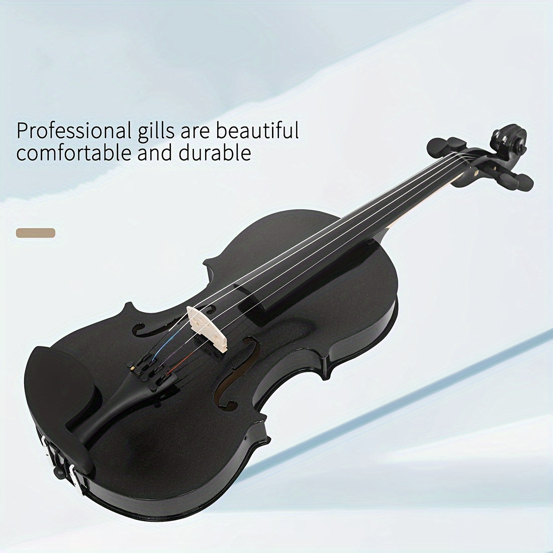 4/4 Solid Wood Violin Black for Beginners with Chin Rest and Case