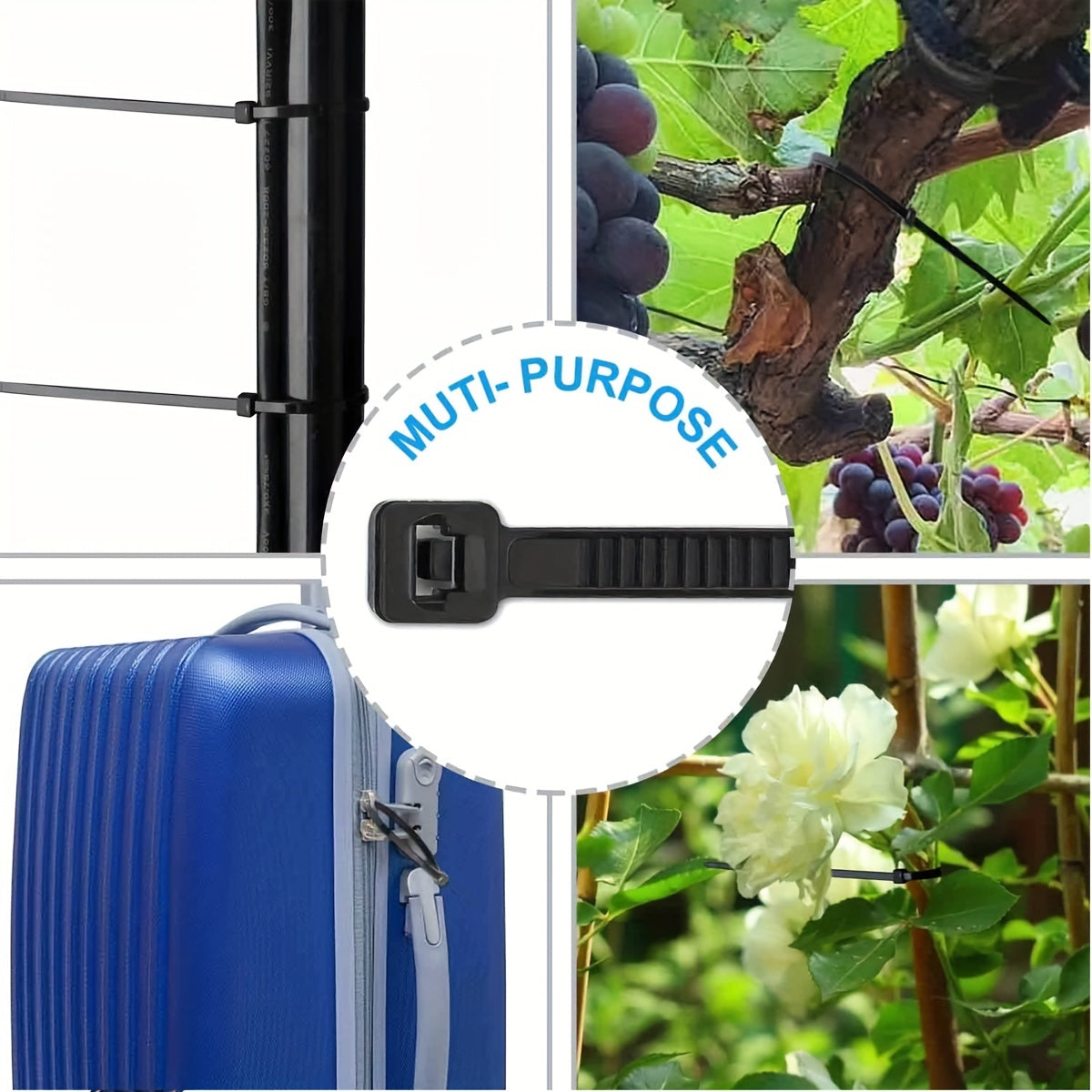 Heavy Duty Black Nylon Cable Ties 10-25cm 22.68kg Tensile Strength Indoor Outdoor