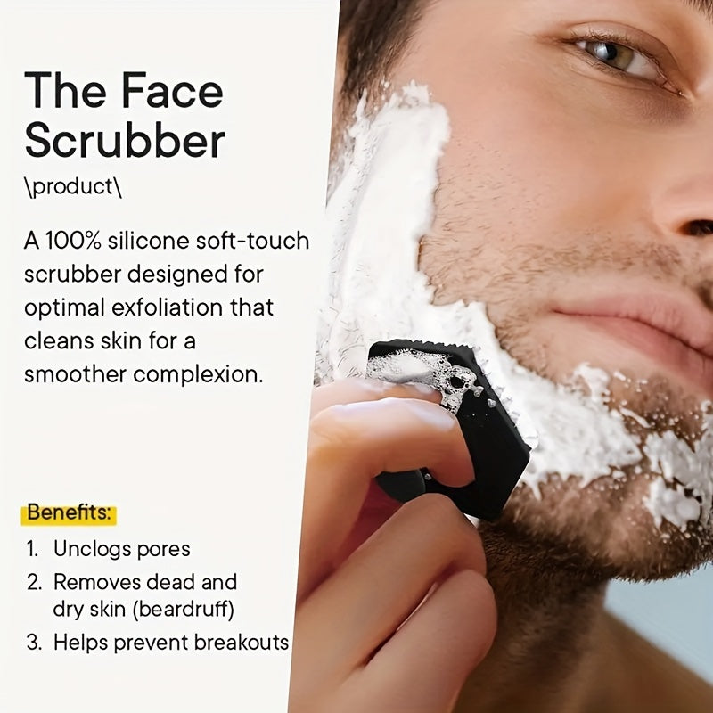 Cepillo de limpieza de barba de silicona para hombres, exfoliante y facial