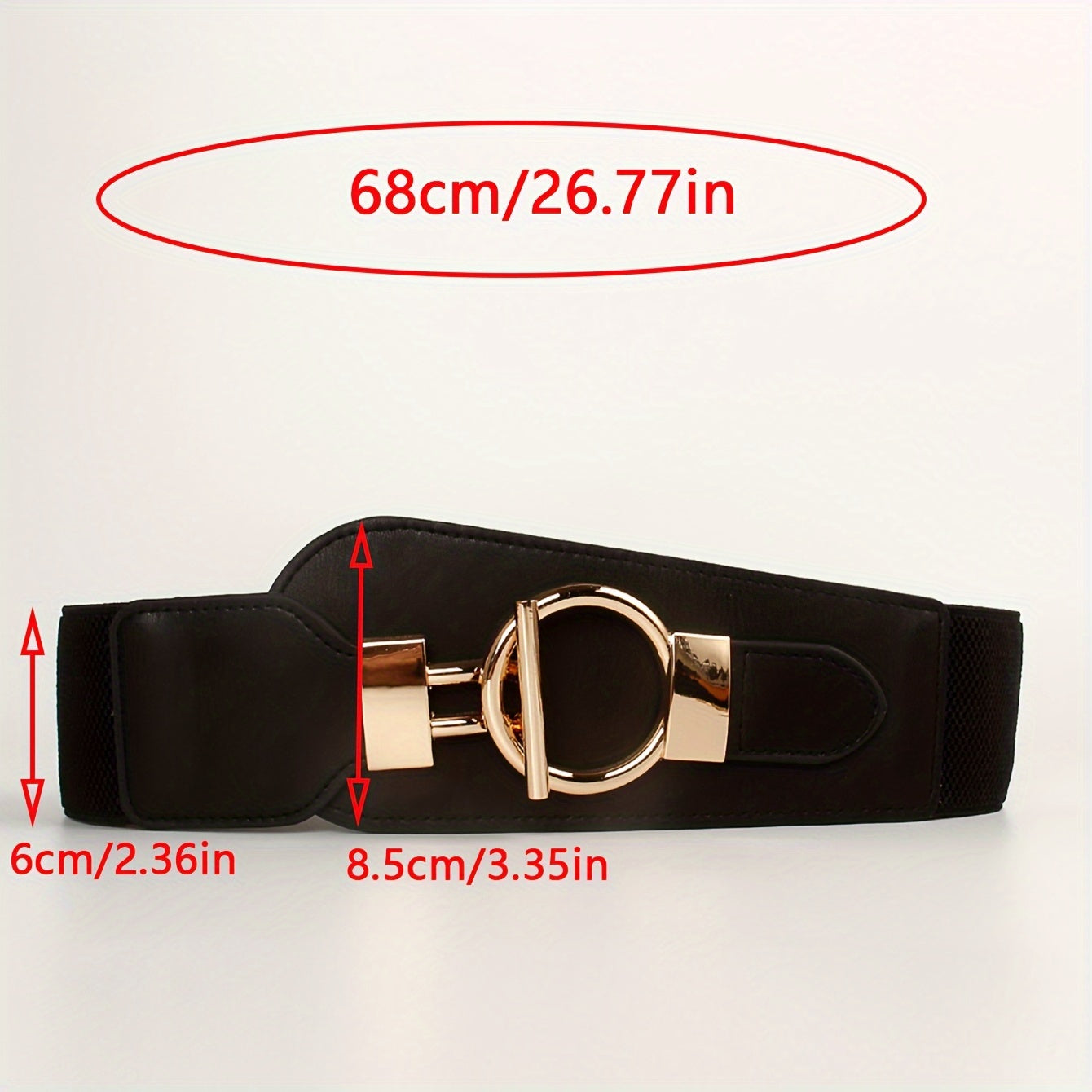 Elastic Female Wide Corset Belt with Golden Buckle for Dresses and Coats