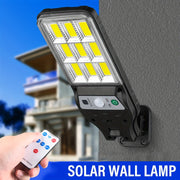 Solar Motion Sensor Wall Light with 9COB LEDs Remote Control 3 Modes Outdoor Security