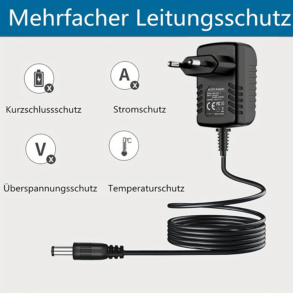 12V 1A AC/DC Quvvat adaptori zaryadkasi CCTV kameralar, LED chiroqlar, routerlar, switchlar va hub'lar uchun