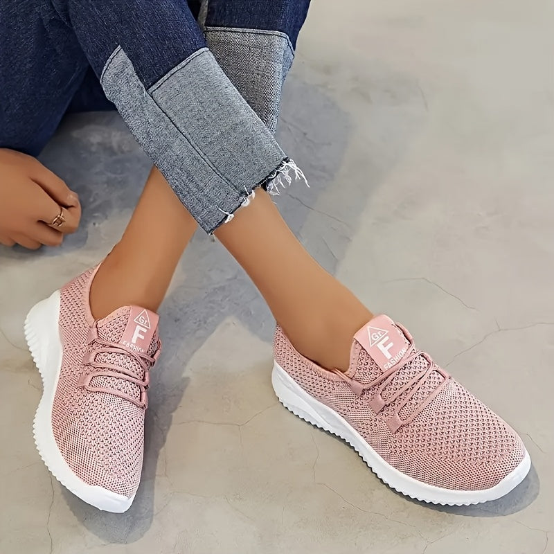 Women's Breathable Mesh Running Shoes Low Top Sneakers Pink