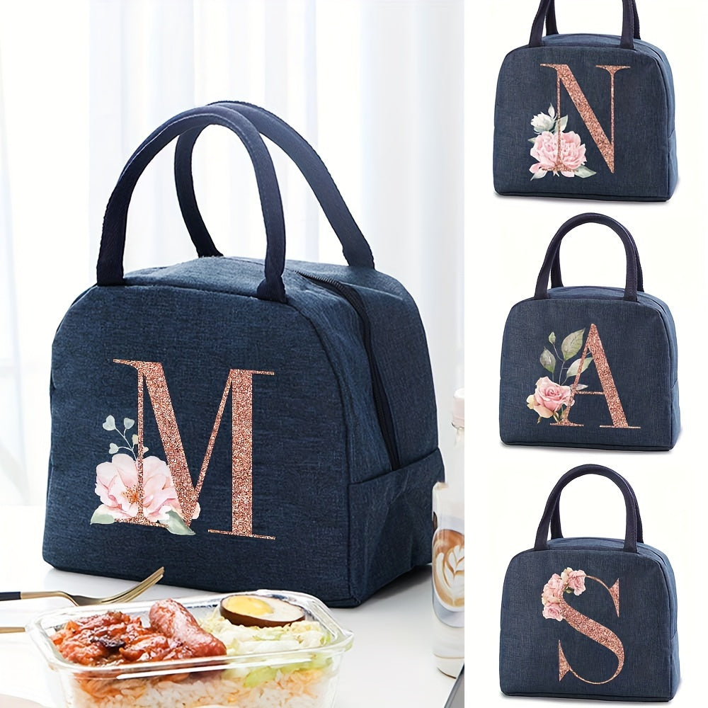 Insulated Lunch Bag with Monogram Rose Gold Waterproof Leakproof BPA-Free