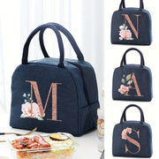 Insulated Lunch Bag with Monogram Rose Gold Waterproof Leakproof BPA-Free