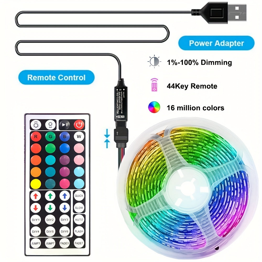 Wireless RGB LED Strip Lights with Infrared Remote Control for Living Room Decoration