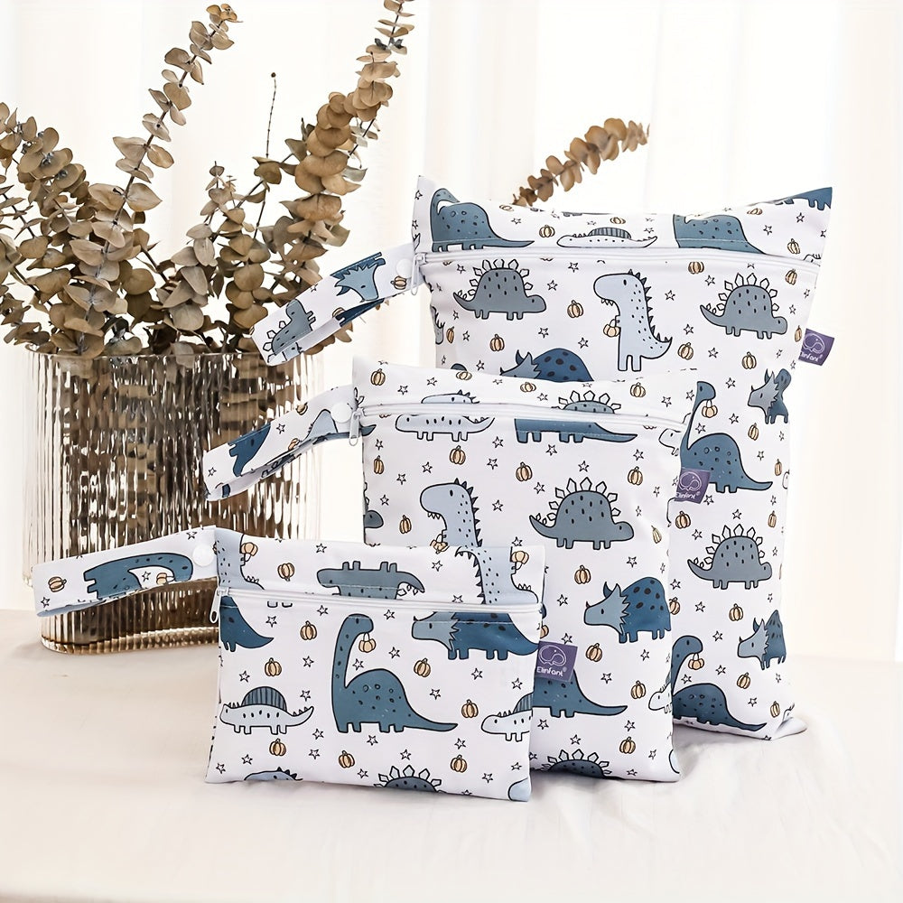 Diaper Bag Set with Waterproof Rainbow and Dinosaur Print for Travel and Storage