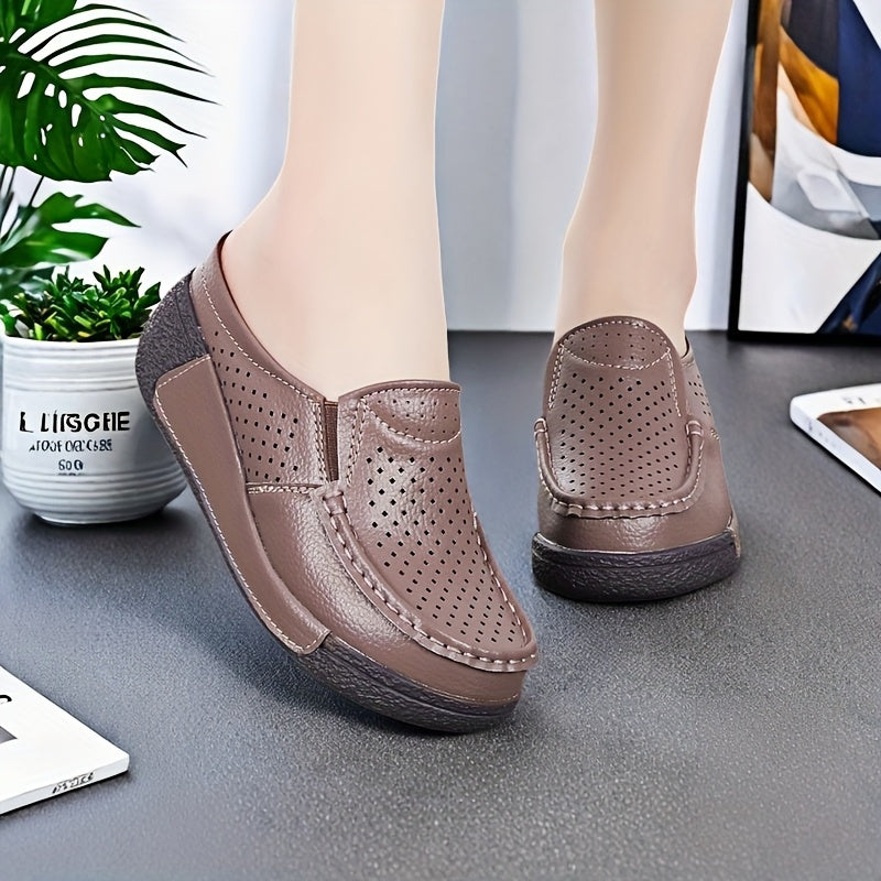 Women's Breathable Slip-On Mules with Cushioned Sole in Grey and Brown
