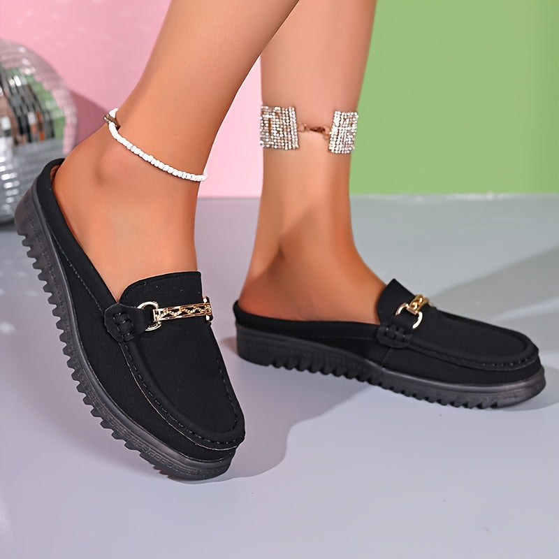 Women's Slip-On Loafers PU Cover Upper TPR Sole Casual Flats Black Brown Light Brown