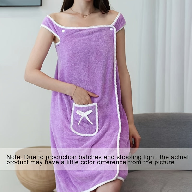 Women's Coral Fleece Wearable Bath Towel Wrap Lightweight Modern Style for Spa Pool Gym Travel Home