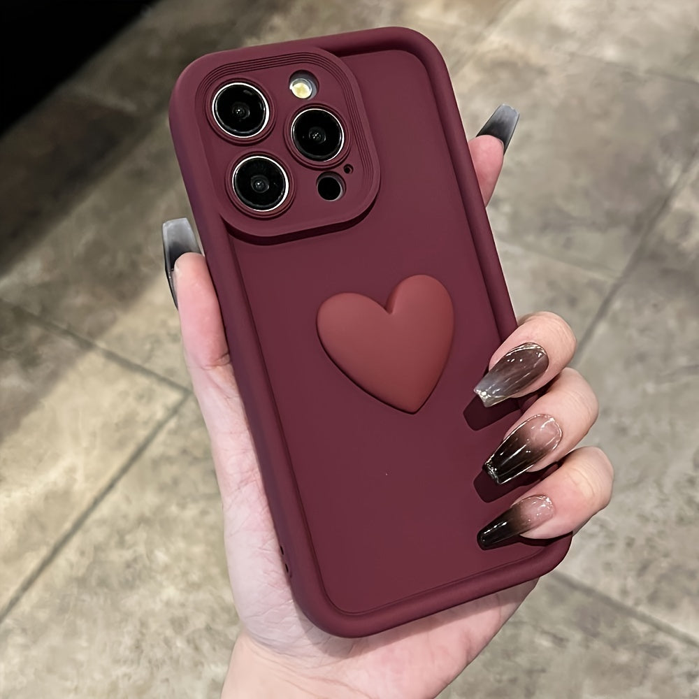 Shockproof Wine Red Mobile Phone Case for Apple Models with Transparent Frosted Design