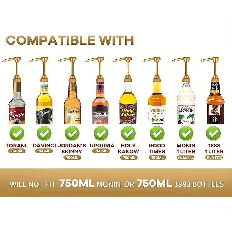 Set of 2 Stainless Steel Coffee Syrup Pumps for Cold and Hot Beverages