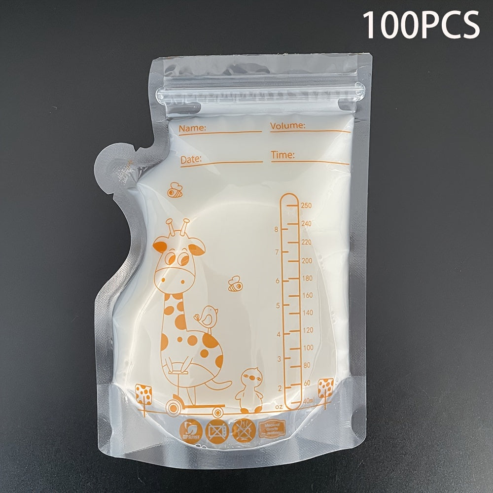 100 шт. по 250 мл мешков для хранения грудного молока, пищевой класс, герметичные, стерилизованные
