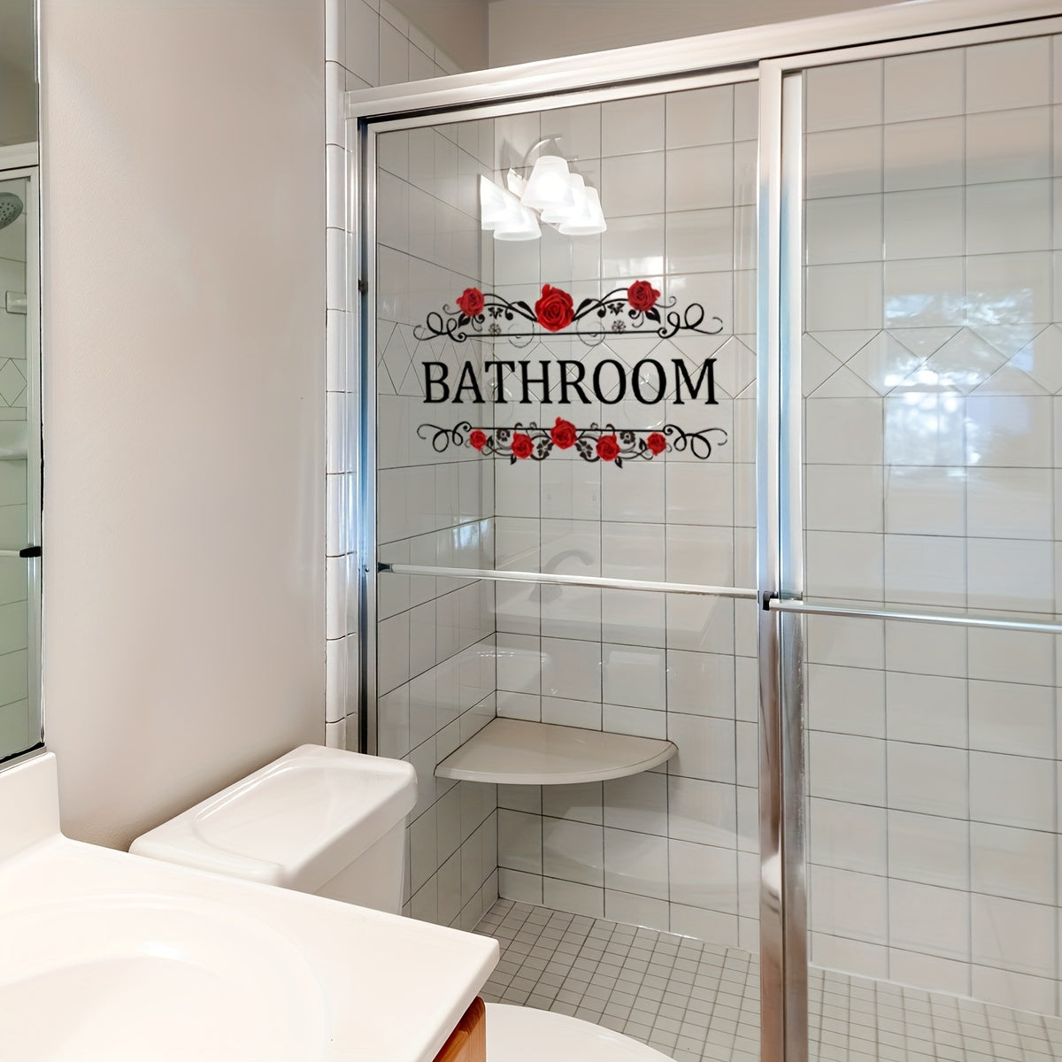 Elegant Rose Vine Mirror Decal Self-Adhesive Wall Sticker for Bathroom Bedroom Decor