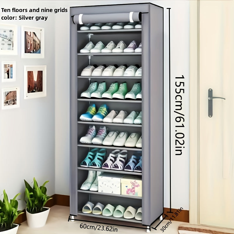 Metal Shoe Storage Cabinet with 8-10 Layers Dustproof Minimalist Organizer for Home Dormitory