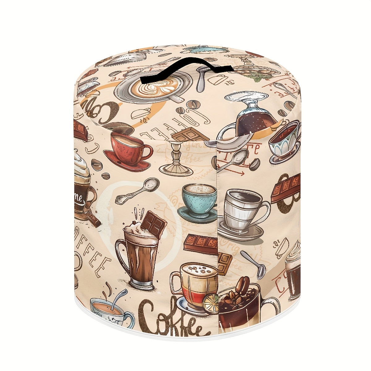 Funda de polvo para olla arrocera con temática de café con asas, bolsillo para pañuelos, poliéster, decoración de cocina