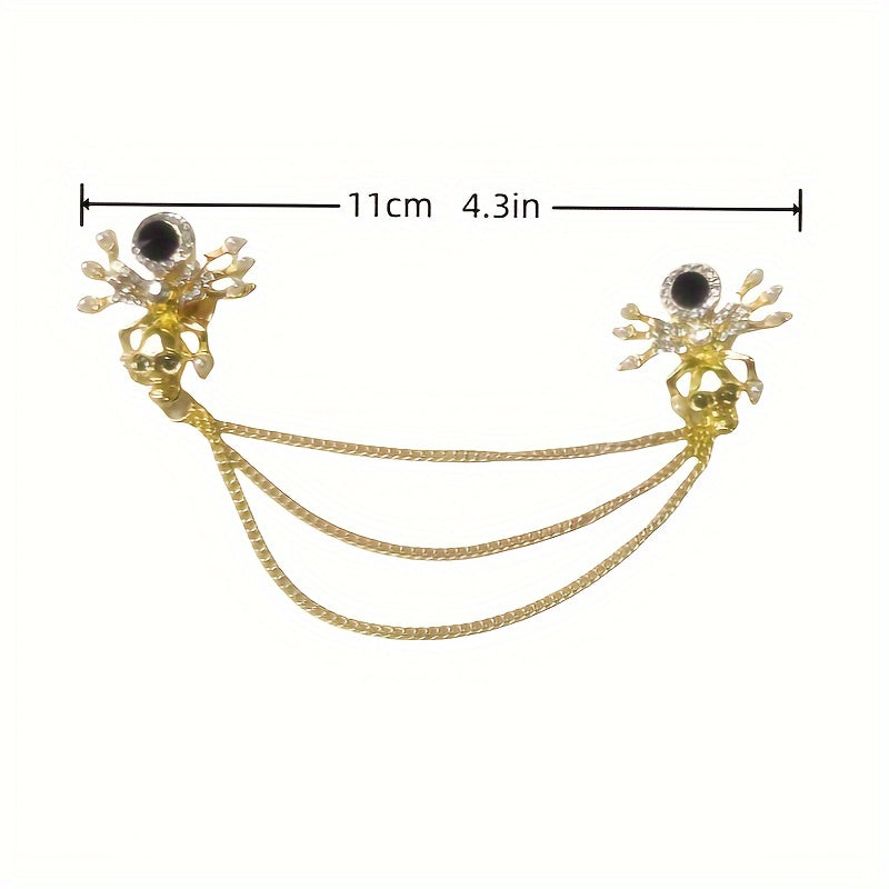 Sparkling Rhinestone Spider Brooch with Chain Alloy Pin Fashion Accessory