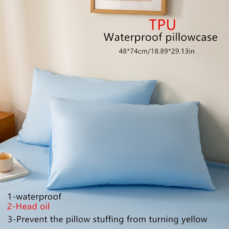 Waterproof Polyester Pillowcases Set, Oil-Resistant, Machine Washable