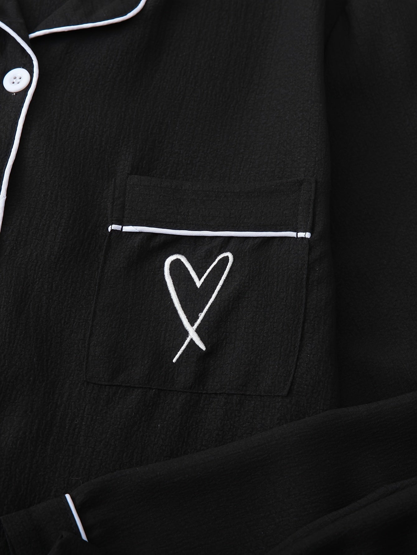 Women's Heart Print Pajama Set Long Sleeve Button Top Elastic Waistband Pants Fall Lounge Sleepwear