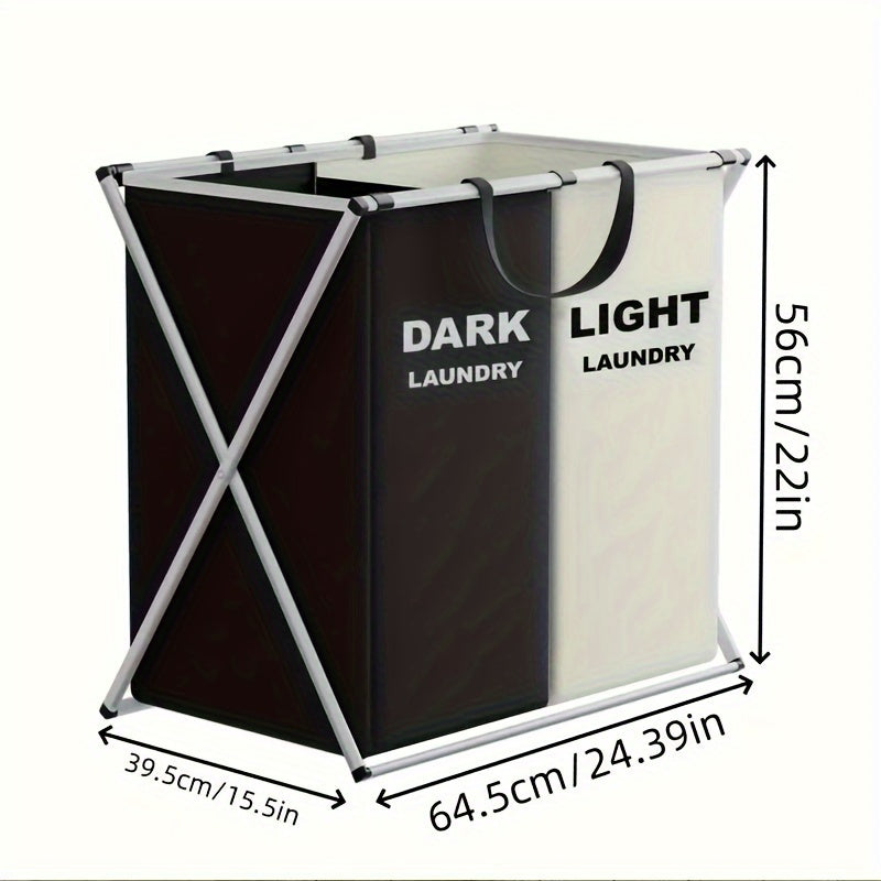 Large Capacity Foldable Laundry Hamper with 3 Sections Waterproof 19 Inch Tall Storage Basket