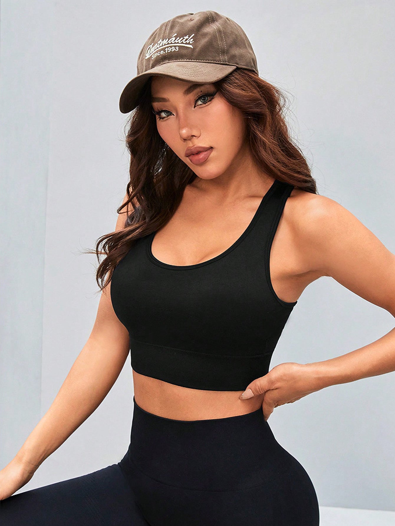 Бюстгальтер для женщин больших размеров без швов, черный, с реглан-спинкой, поддерживающий, для тренировок, повседневный