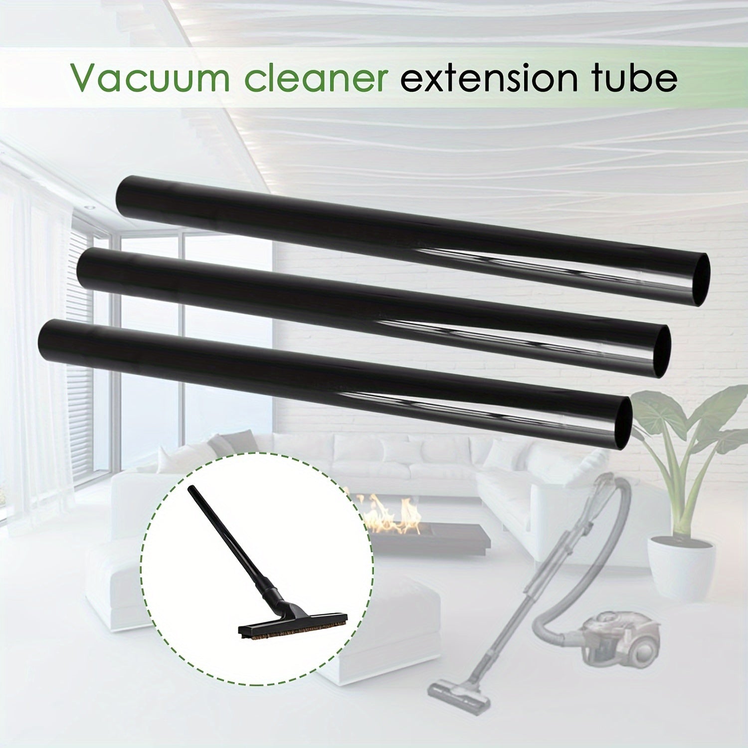 Three Pieces Vacuum Extension Wands 3.17cm, Extends Up to 44.7cm, Portable Plastic Tube Replacement