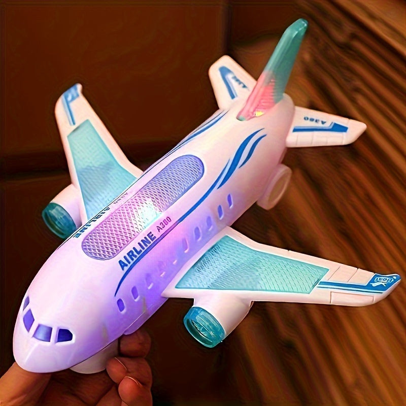 Kids Electric Toy Airplane with Lights and Music White Plastic Model for Boys and Girls