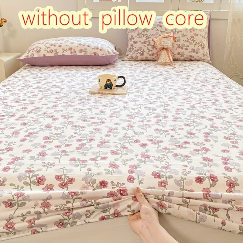 Fitted Sheet Set with Pillowcases Hypoallergenic Machine Washable Polyester Deep Pocket