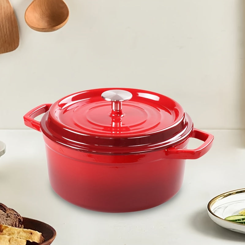 Durable Red 24cm Non-Stick Enamel Cast Iron Stew Pot for Stewing and Boiling