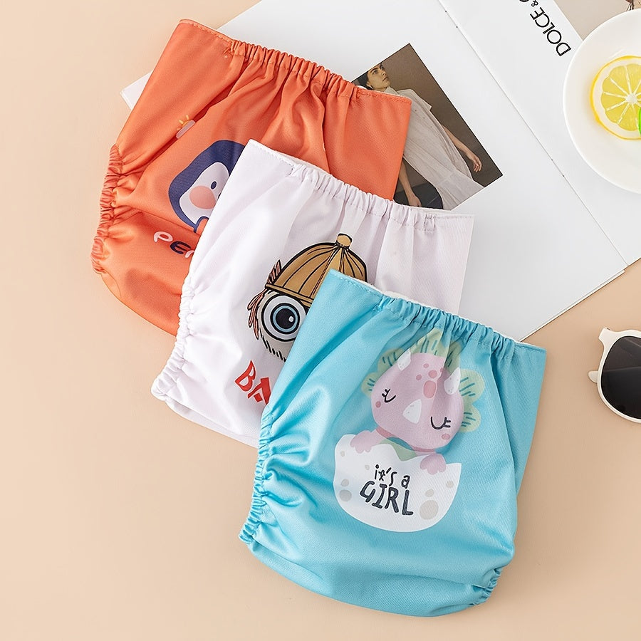 Регулируемые многоразовые тренировочные штаны для малышей 0-3 лет, стираемый трикотаж, комплект из 3 шт.