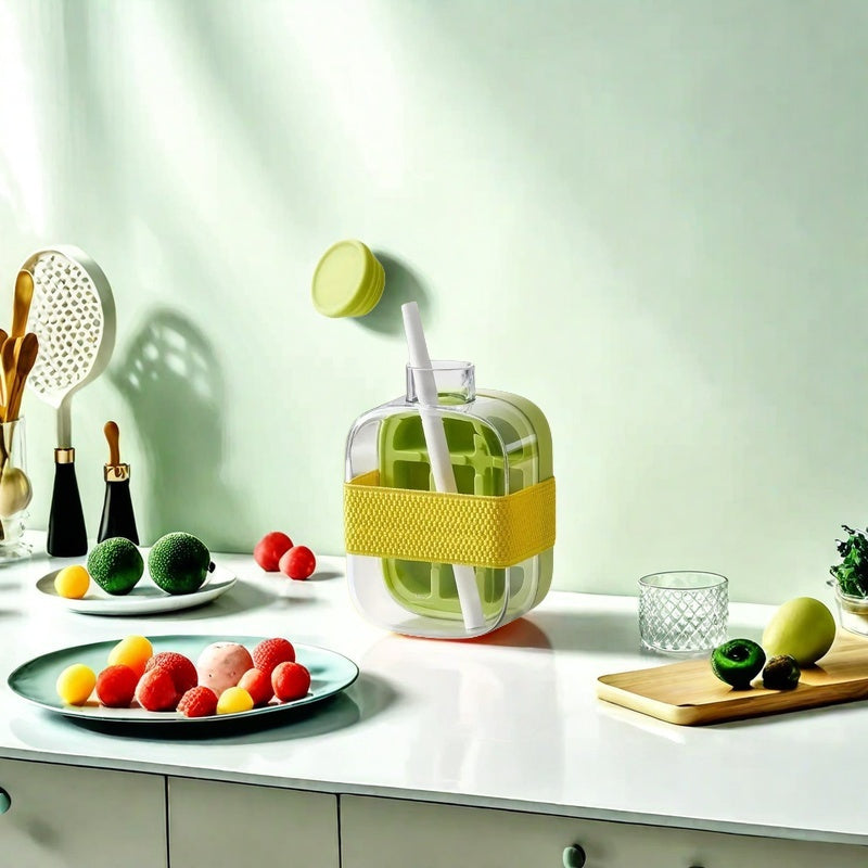 No-Contact Ice Press Machine with Straw Portable Commercial-Grade Ice Maker