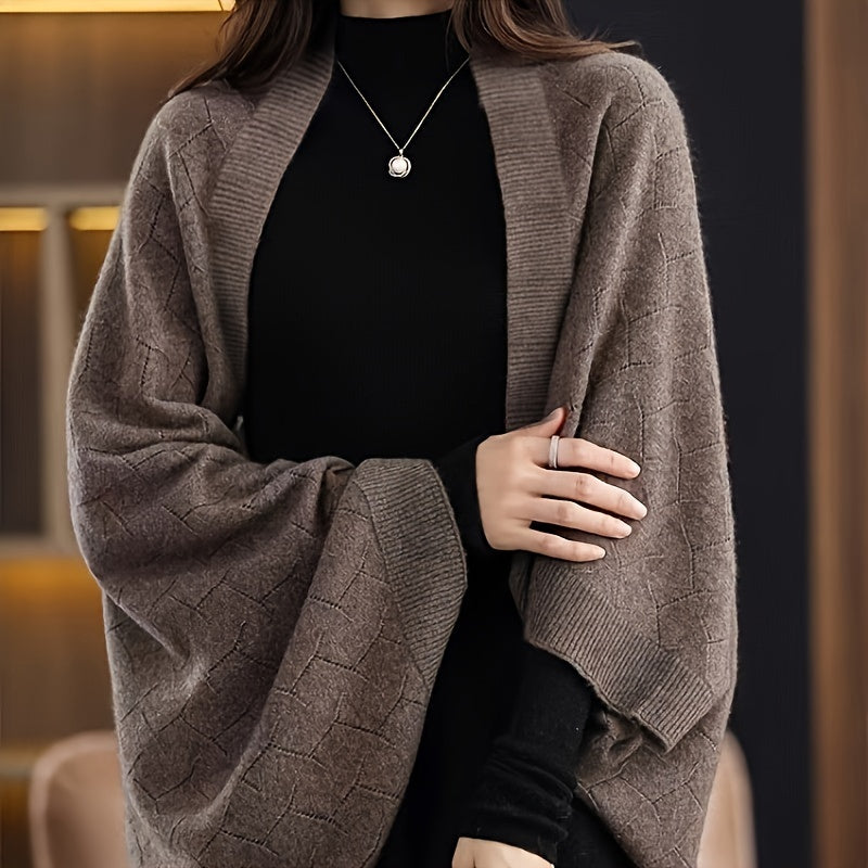 Women’s Knitted Shawl Scarf Solid Color Autumn Winter Versatile Cape