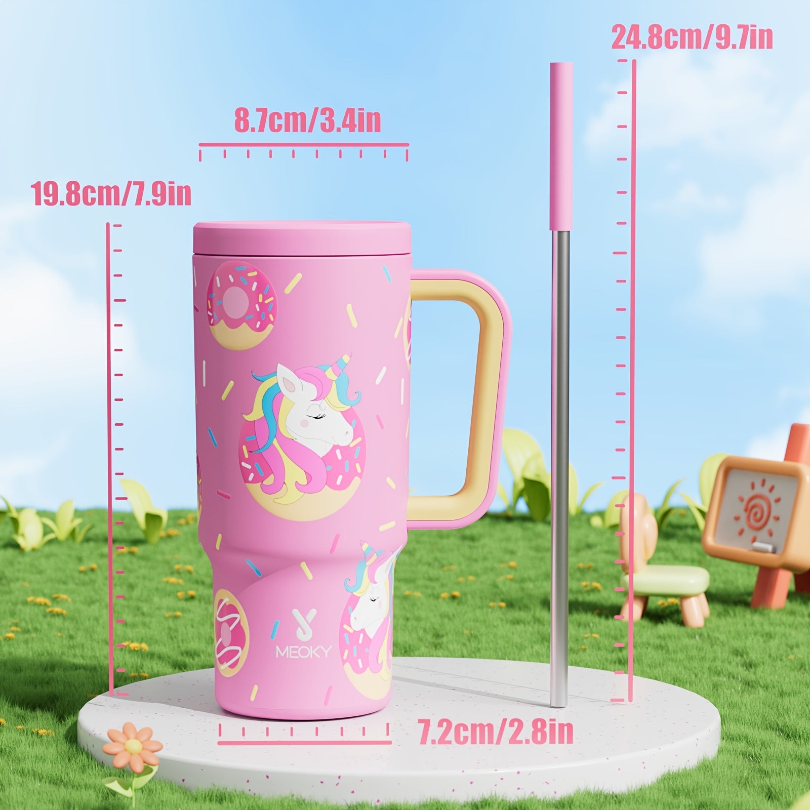 24oz Stainless Steel Tumbler with Lid and Straw Leakproof BPA-Free for Travel and Outdoor Use