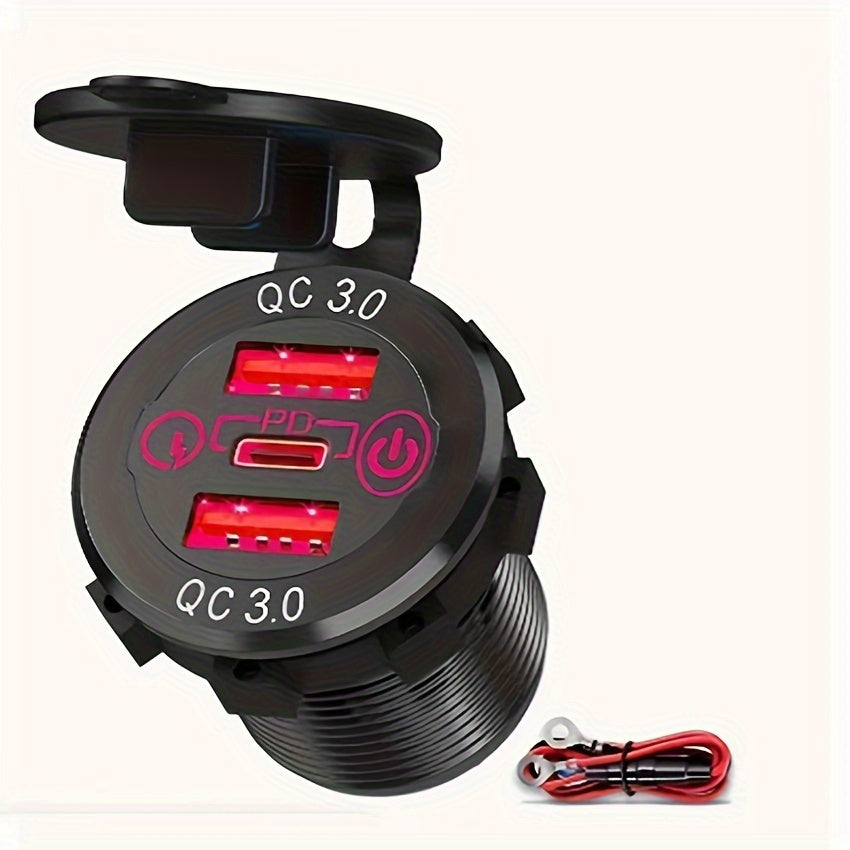 Dual USB Fast Charging Socket PD Type C QC3.0 Car Charger 12V 24V