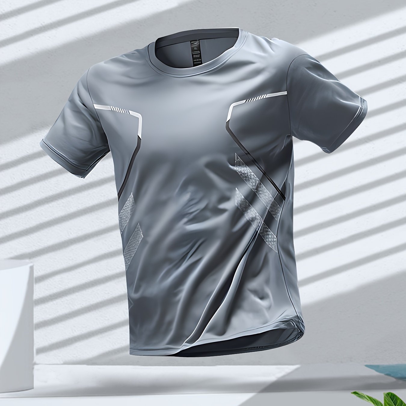Men's Quick-Dry Athletic T-Shirt with Gradient Design for Gym Running and Sports