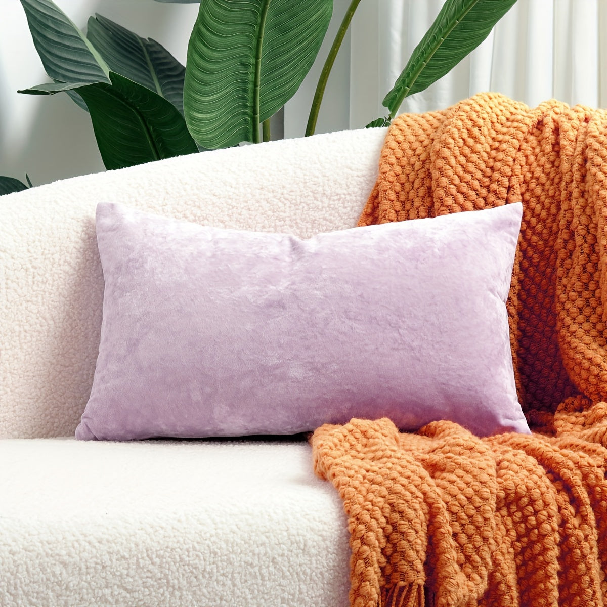 Velvet Throw Pillow Cover with Speckled Texture for Sofa and Bed 100% Polyester