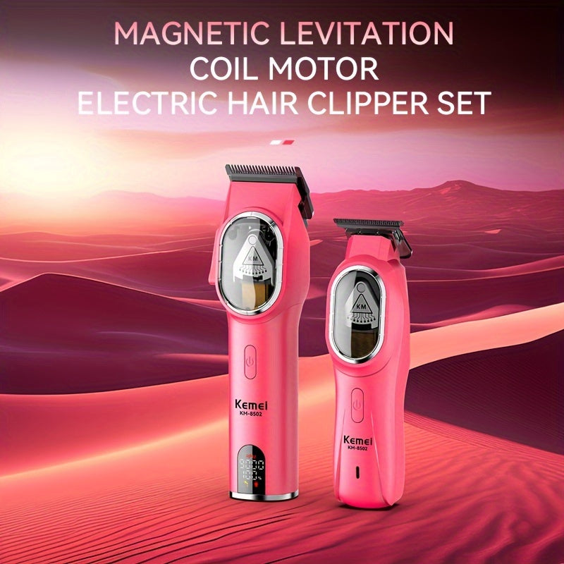 Профессиональный набор для стрижки волос Kemei Km-8502: перезаряжаемый через USB, прозрачный магнитный плавающий мотор, многоуровневая регулировка, лезвие DLC, долговечная литиевая батарея, мощный электропривод