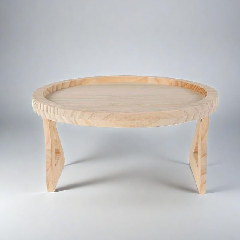 Подставка для подлокотника дивана из бамбука: круглый раскладной боковой столик, переносной деревянный столик под телевизор и подставка для напитков на Рождество и Хэллоуин, идеально подходит для использования в любое время года